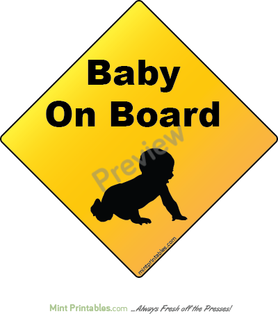 Printable Baby on Board Sign - Preview