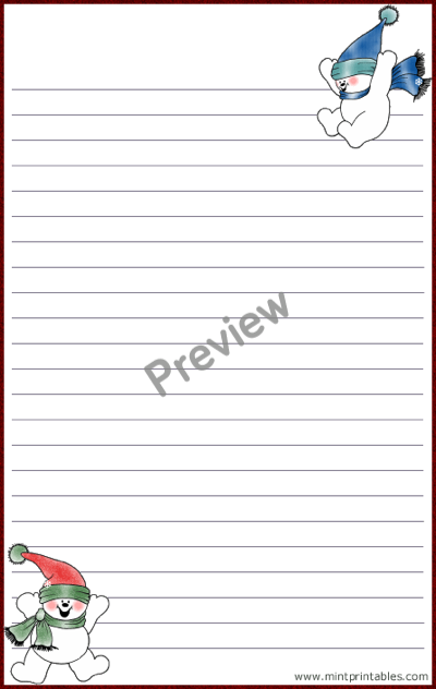 Snowman Writing Paper Set - Preview