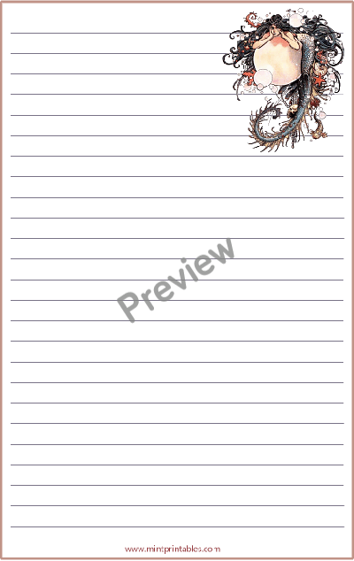 Mermaid Writing Paper - Preview