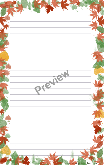 Fall Leaves Writing Paper - Preview