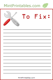 Household fix-it list