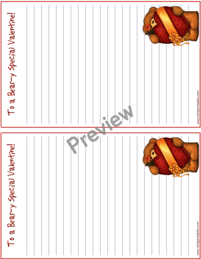 Teddy Bear Writing Paper - Preview