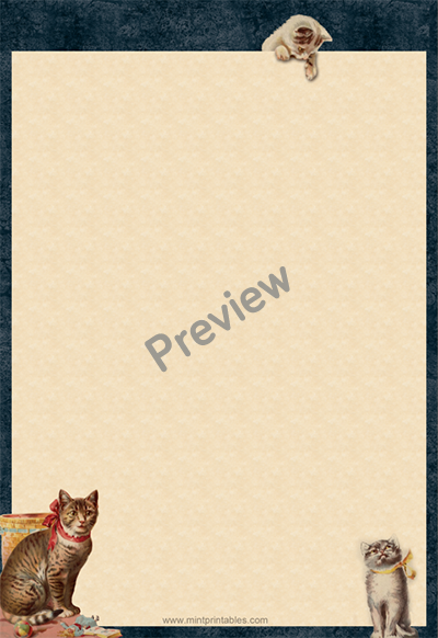 Old Fashioned Cat Writing Paper - Preview